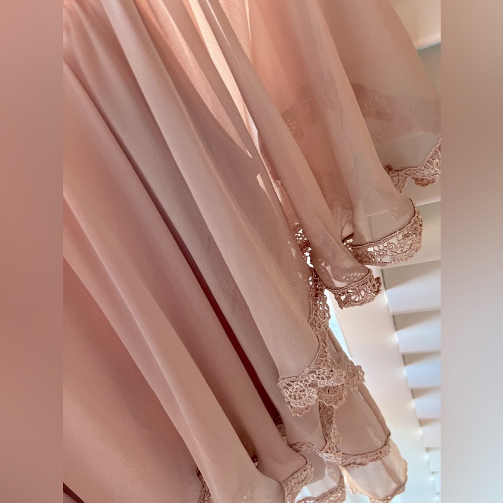 Nude, sheer & lace, blouse.